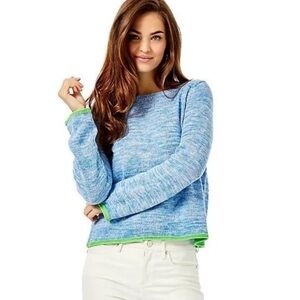 Lilly Pulitzer Zaylia Zanzibar Marled Crewneck Blue Sweater Size S
